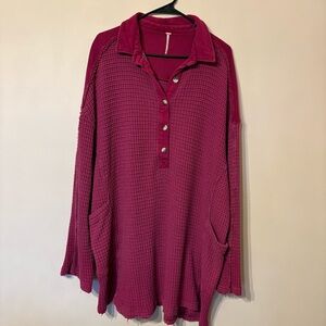 Free People Magenta Button-Up Tunic